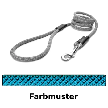 klassische Hundeleine - M - 145cm - blau mit alternativ schwarzen Punkten